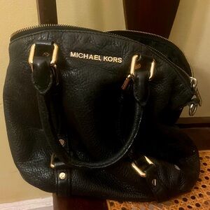 Michael Kors Black pebbled Leather tote with Gold Accents (tote or crossbody)